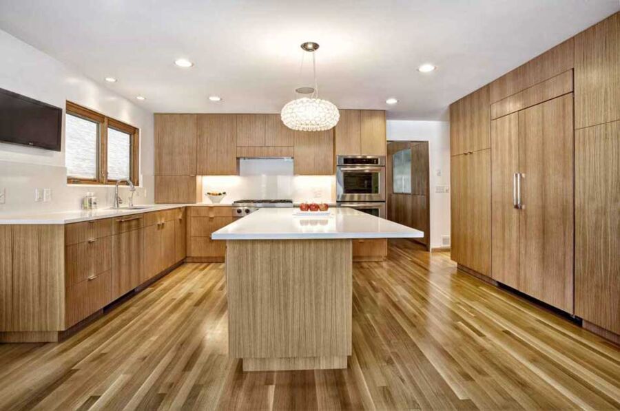 Contemporary Package, Cupertino — A full appliance package set into new cabinetry: wall ovens, integrated refrigeration and a panel-ready dishwasher, all measured before the order.